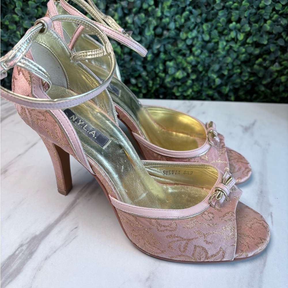 N.Y.L.A. Blush Pink Heels with Gold Accents